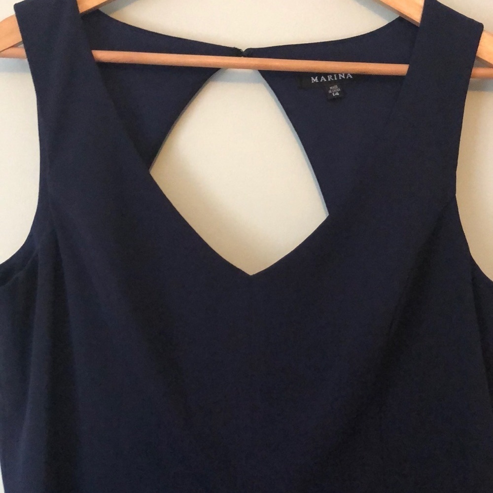 MARINA Y2K, Minimalist Feminine, Sexy Navy Blue Jumpsuit, NWT Sz 14 - Picture 6 of 17